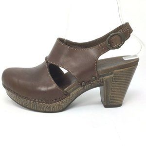 Dansko Riley Size 37 or 6.5-7 Platform Shoes Clogs Slingback Sandals Leather